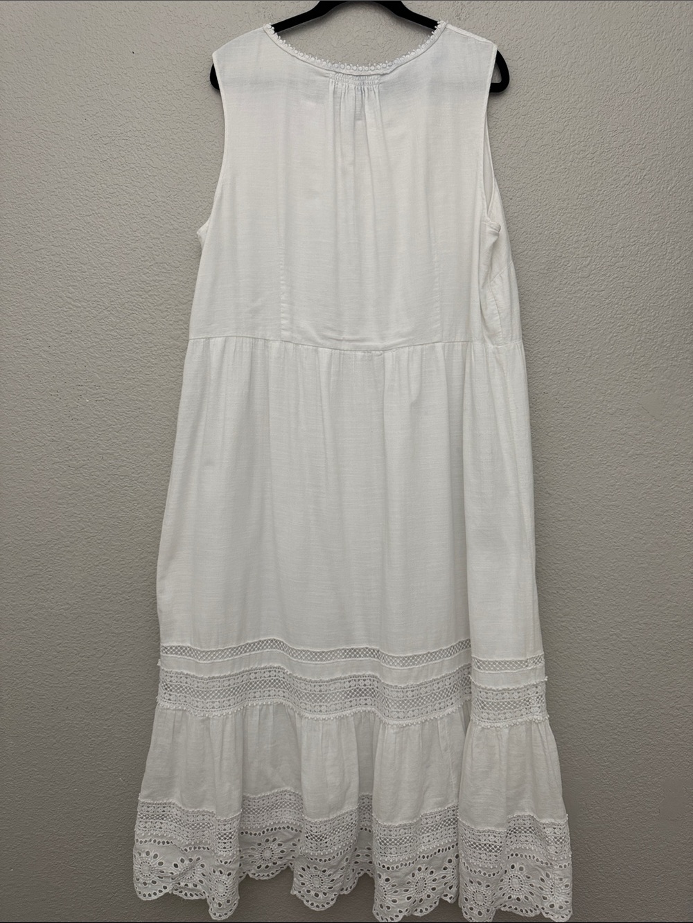 Talbots Woman Maxi Dress White Sleeveless Eyelet Cotton Boho Peasant Size 20W - Picture 6 of 16